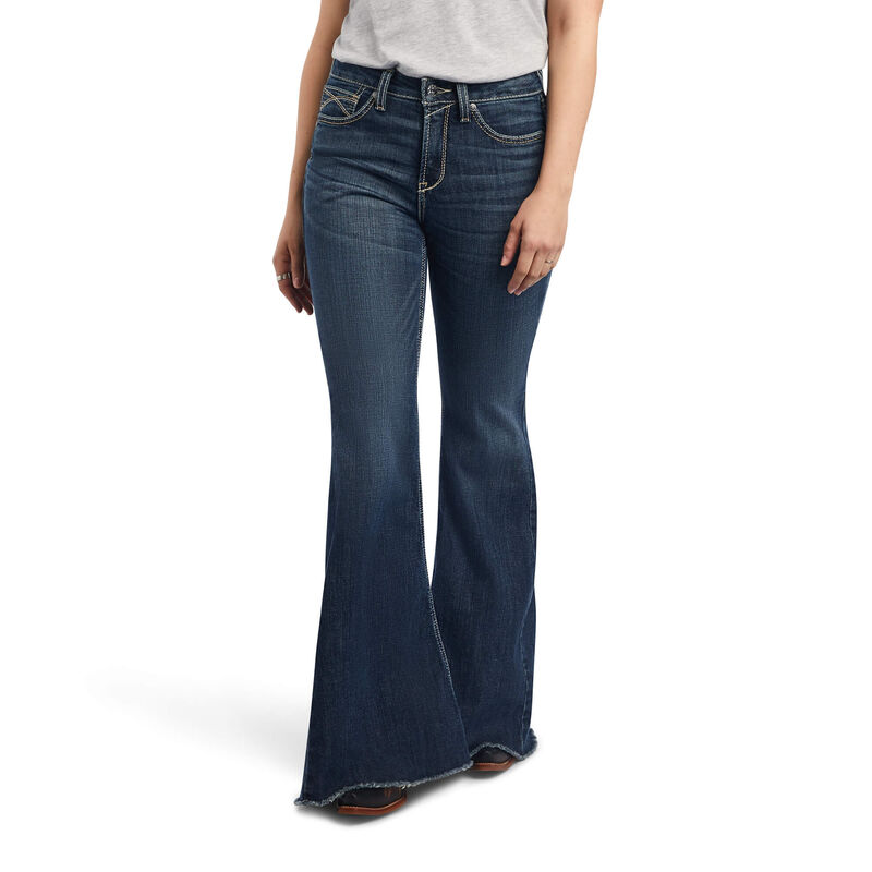 Pantalones Vaqueros Ariat R.E.A.L. High Rise Zinnia Extreme Flare Azules Oscuro Mujer - Chile 791-GC